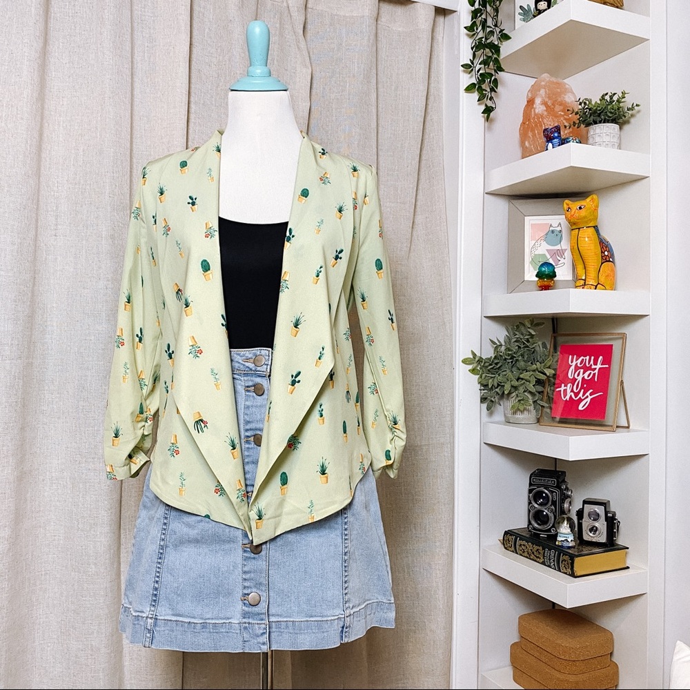 Blu Pepper | Succulent Print Blazer